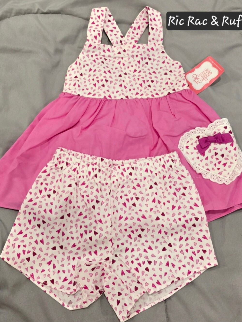 Pink Heart-Print Girls' 2-Piece Short Set